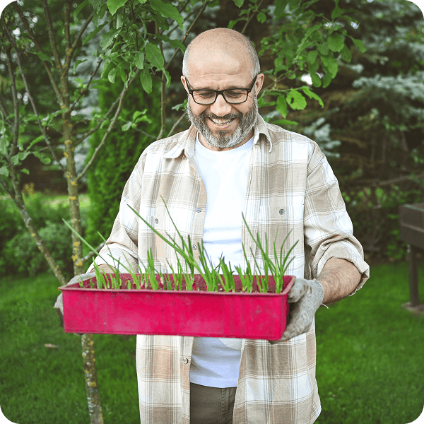 A person gardening