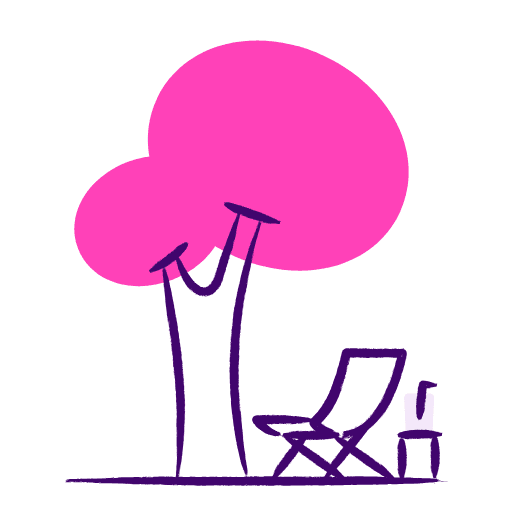 Illustration of a tree and deckchair