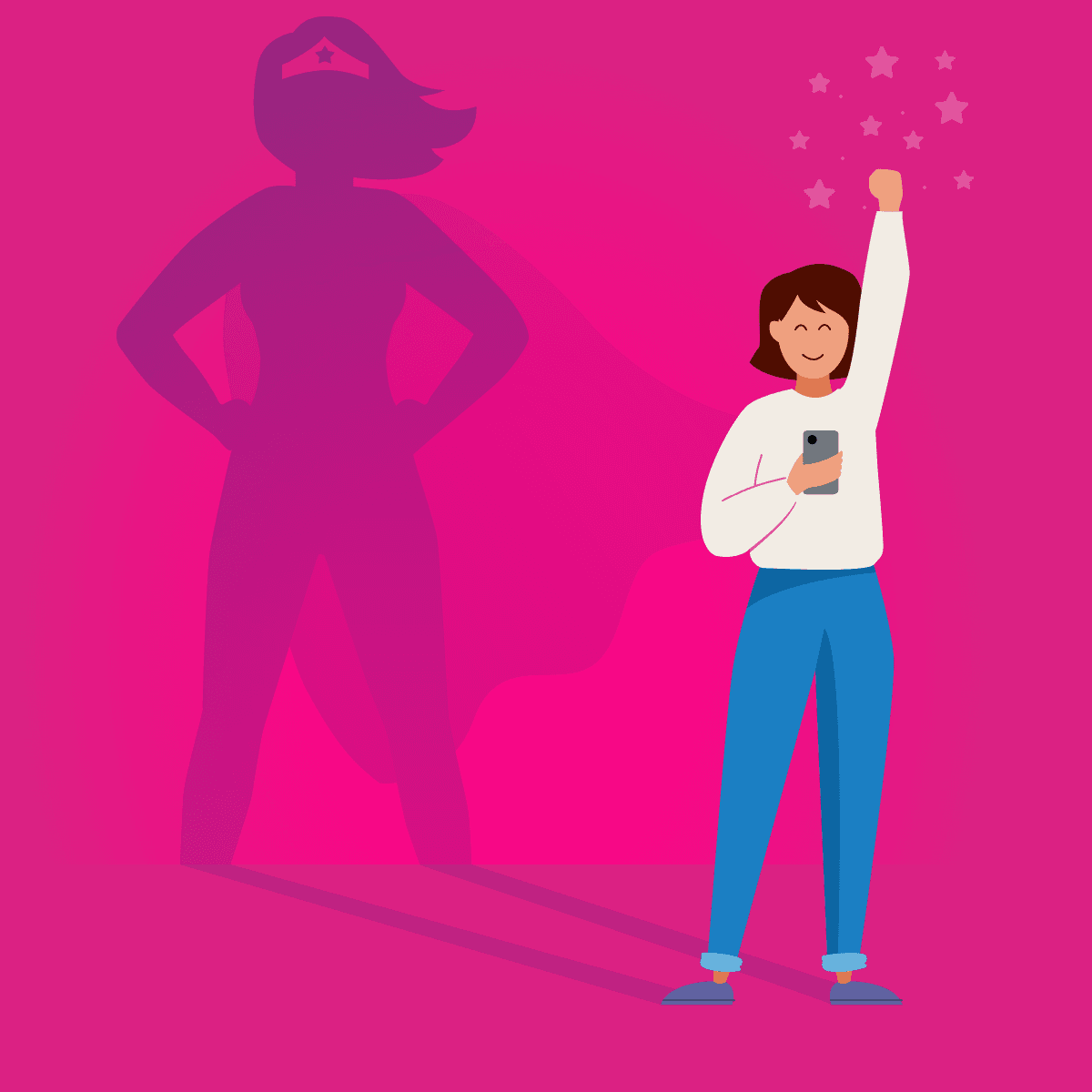 Illustration of a woman fist-pumping